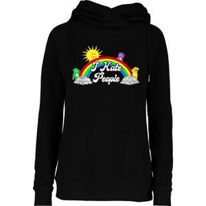 I Hate People Rainbow Printed Graphic Womens Funnel Neck Pullover Hood