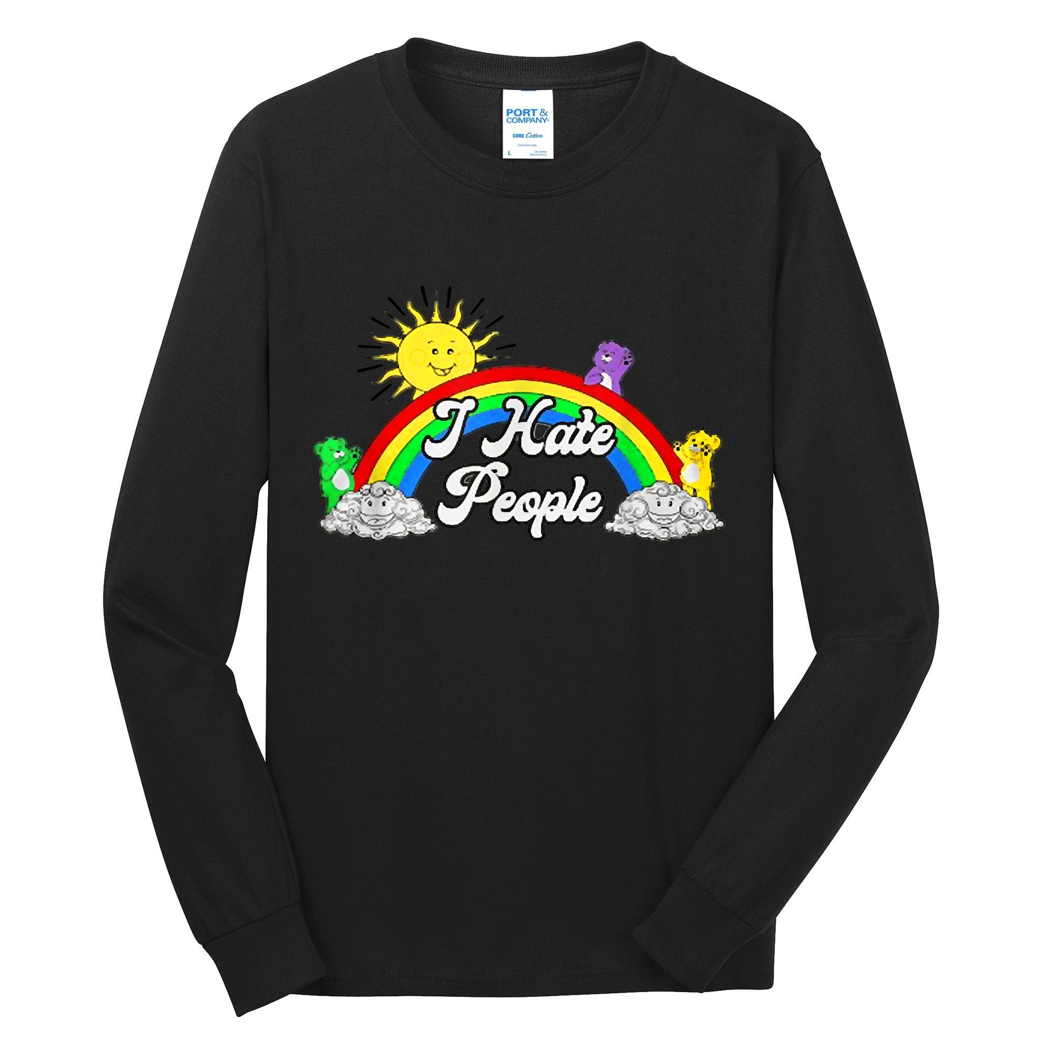 I Hate People Rainbow Printed Graphic Tall Long Sleeve T-Shirt