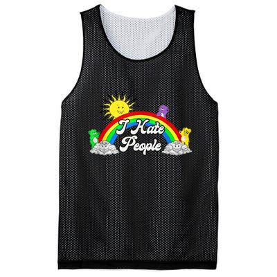 I Hate People Rainbow Printed Graphic Mesh Reversible Basketball Jersey Tank