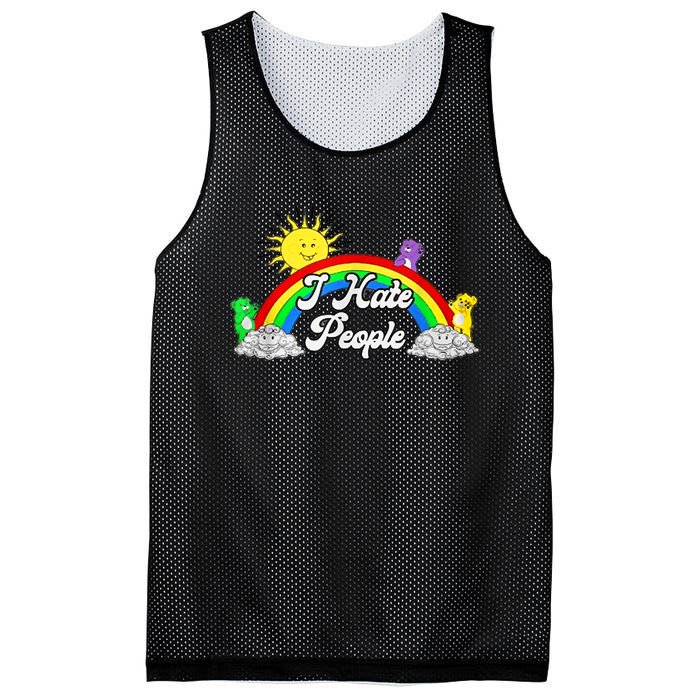 I Hate People Rainbow Printed Graphic Mesh Reversible Basketball Jersey Tank