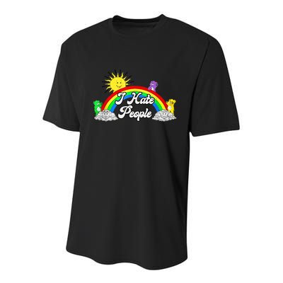 I Hate People Rainbow Printed Graphic Youth Performance Sprint T-Shirt