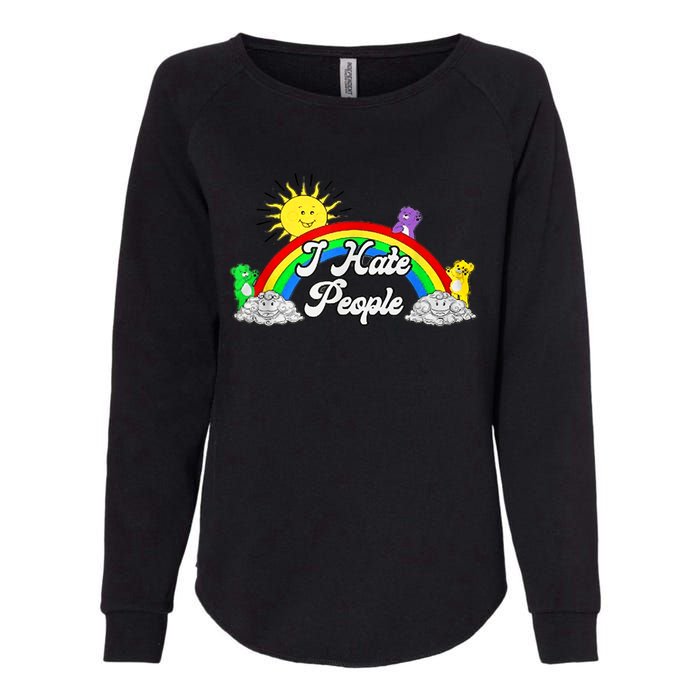 I Hate People Rainbow Printed Graphic Womens California Wash Sweatshirt