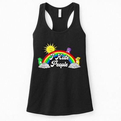I Hate People Rainbow Printed Graphic Womens Tank Top