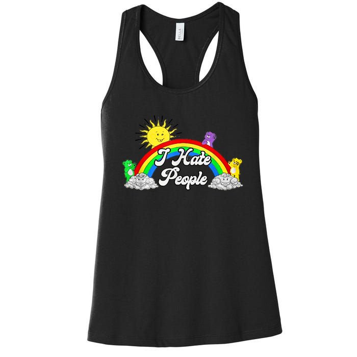 I Hate People Rainbow Printed Graphic Women's Racerback Tank