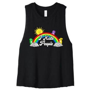 I Hate People Rainbow Printed Graphic Women's Racerback Cropped Tank