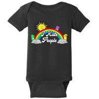 I Hate People Rainbow Printed Graphic Baby Bodysuit