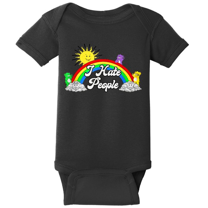 I Hate People Rainbow Printed Graphic Baby Bodysuit