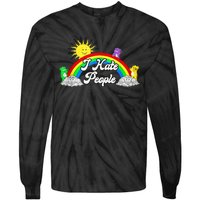 I Hate People Rainbow Printed Graphic Tie-Dye Long Sleeve Shirt