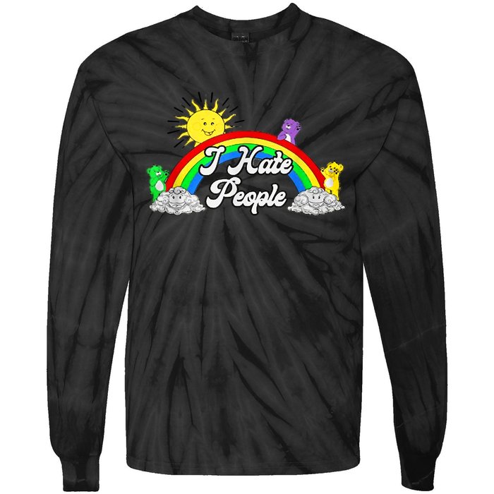 I Hate People Rainbow Printed Graphic Tie-Dye Long Sleeve Shirt