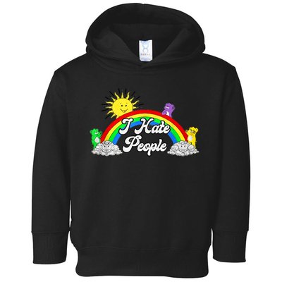 I Hate People Rainbow Printed Graphic Toddler Hoodie