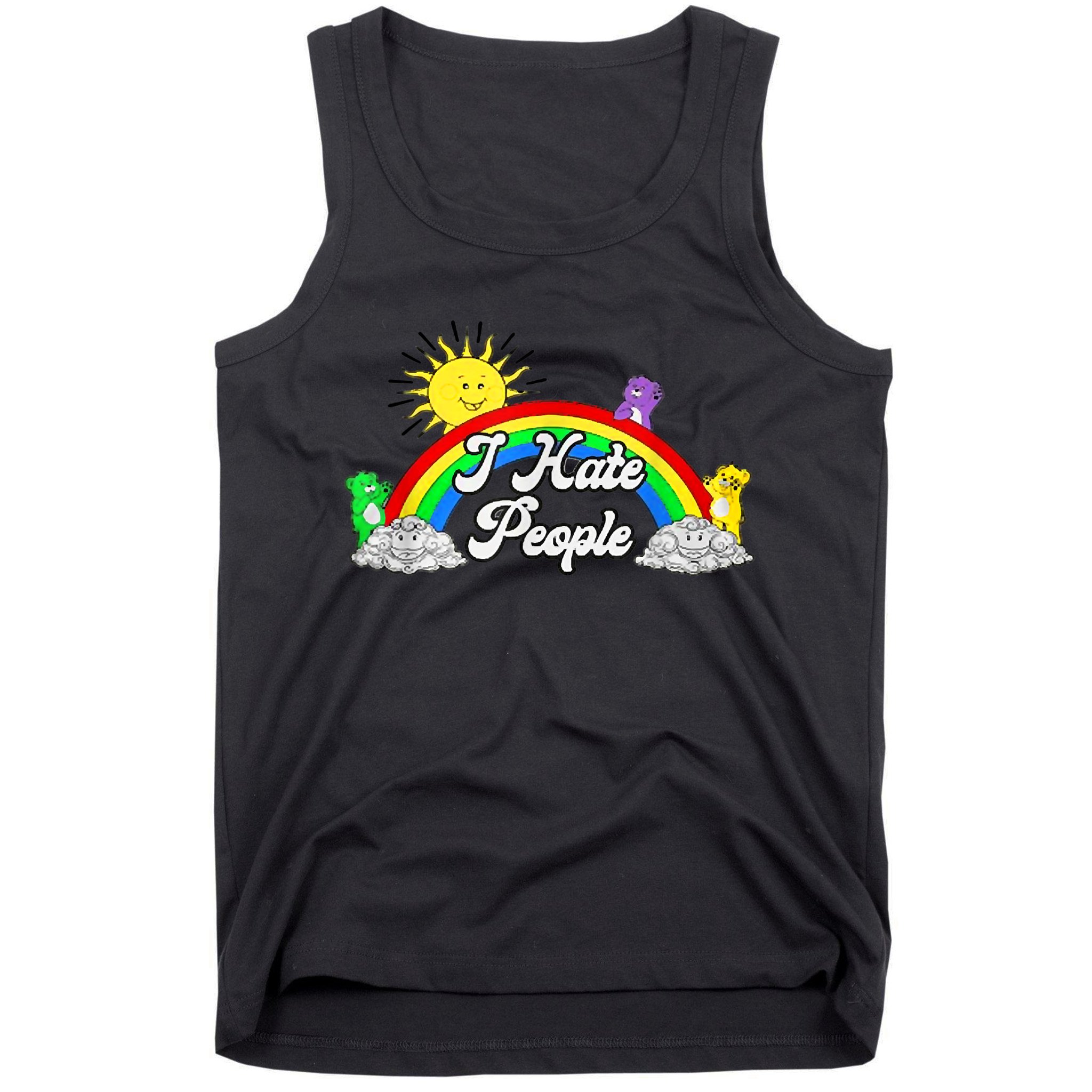 I Hate People Rainbow Printed Graphic Tank Top