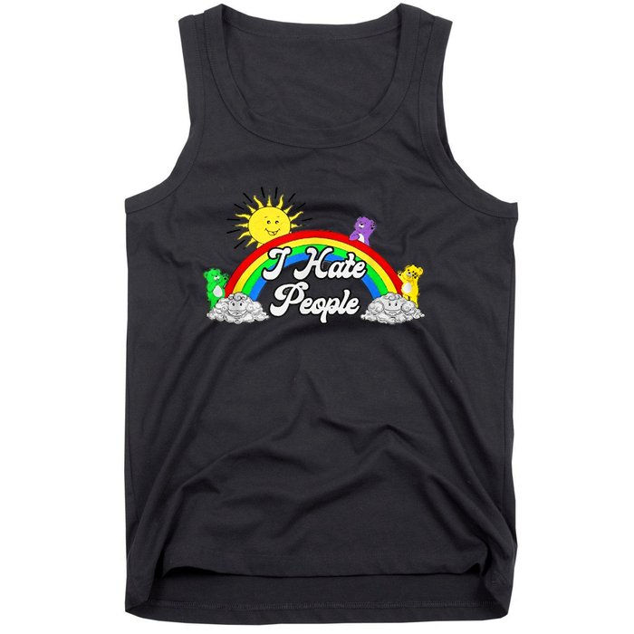 I Hate People Rainbow Printed Graphic Tank Top