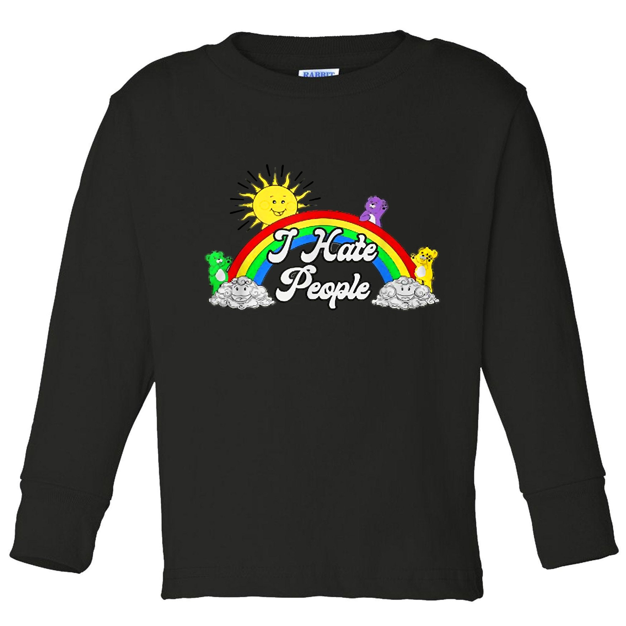 I Hate People Rainbow Printed Graphic Toddler Long Sleeve Shirt