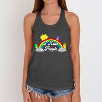 I Hate People Rainbow Printed Graphic Women's Knotted Racerback Tank