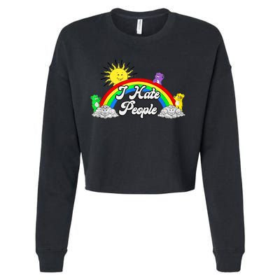 I Hate People Rainbow Printed Graphic Cropped Pullover Crew