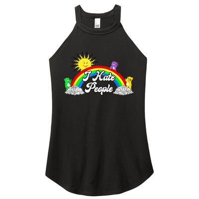 I Hate People Rainbow Printed Graphic Women's Perfect Tri Rocker Tank