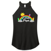 I Hate People Rainbow Printed Graphic Women's Perfect Tri Rocker Tank