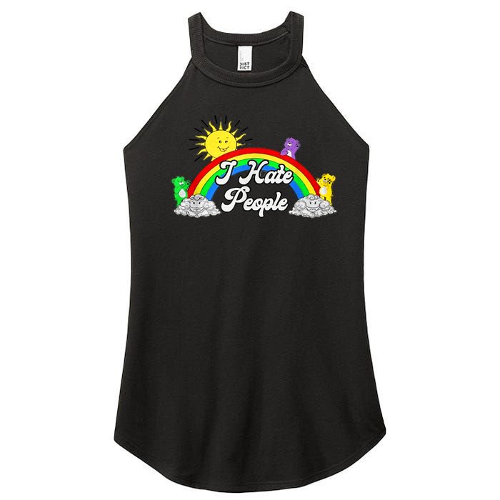 I Hate People Rainbow Printed Graphic Women's Perfect Tri Rocker Tank