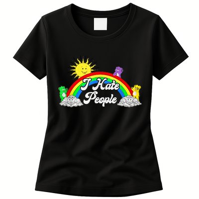 I Hate People Rainbow Printed Graphic Womens T-Shirt
