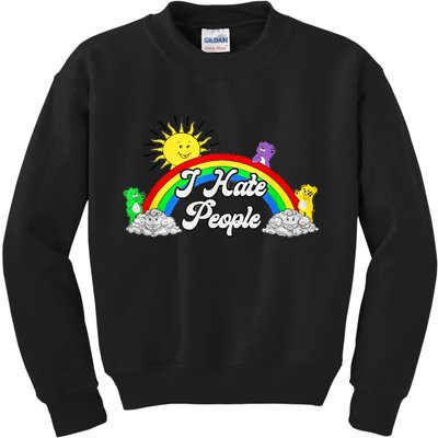 I Hate People Rainbow Printed Graphic Kids Sweatshirt
