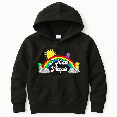 I Hate People Rainbow Printed Graphic Kids Hoodie