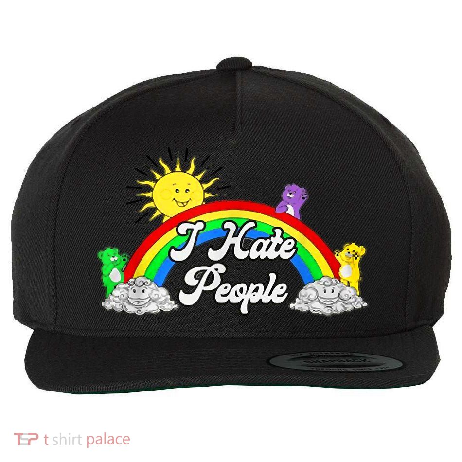 I Hate People Rainbow Printed Graphic Wool Snapback Cap