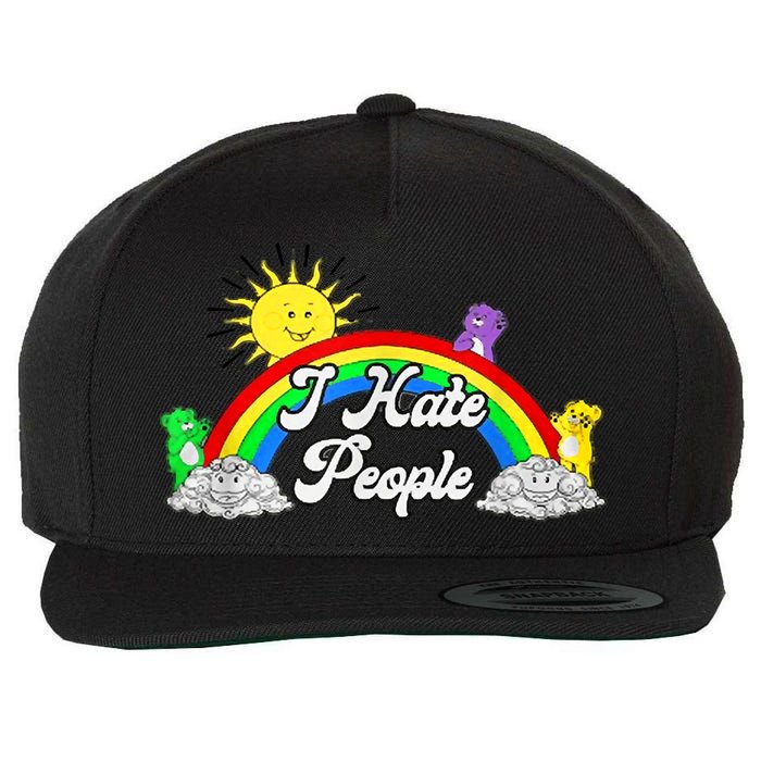 I Hate People Rainbow Printed Graphic Wool Snapback Cap