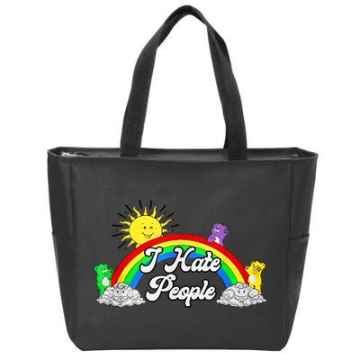I Hate People Rainbow Printed Graphic Zip Tote Bag