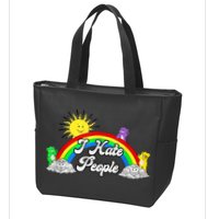 I Hate People Rainbow Printed Graphic Zip Tote Bag