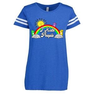 I Hate People Rainbow Printed Graphic Enza Ladies Jersey Football T-Shirt