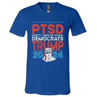 I Have Ptsd Pretty Tired Of Stupid Democrats Trump 2024 V-Neck T-Shirt