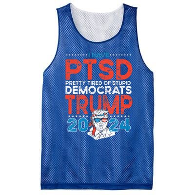 I Have Ptsd Pretty Tired Of Stupid Democrats Trump 2024 Mesh Reversible Basketball Jersey Tank