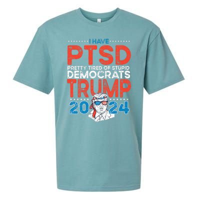 I Have Ptsd Pretty Tired Of Stupid Democrats Trump 2024 Sueded Cloud Jersey T-Shirt