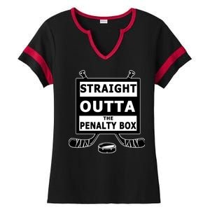 Ice Hockey Player Straight Outta The Penalty Box Ladies Halftime Notch Neck Tee