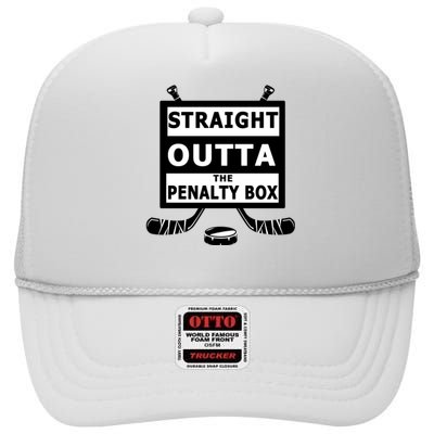 Ice Hockey Player Straight Outta The Penalty Box High Crown Mesh Back Trucker Hat