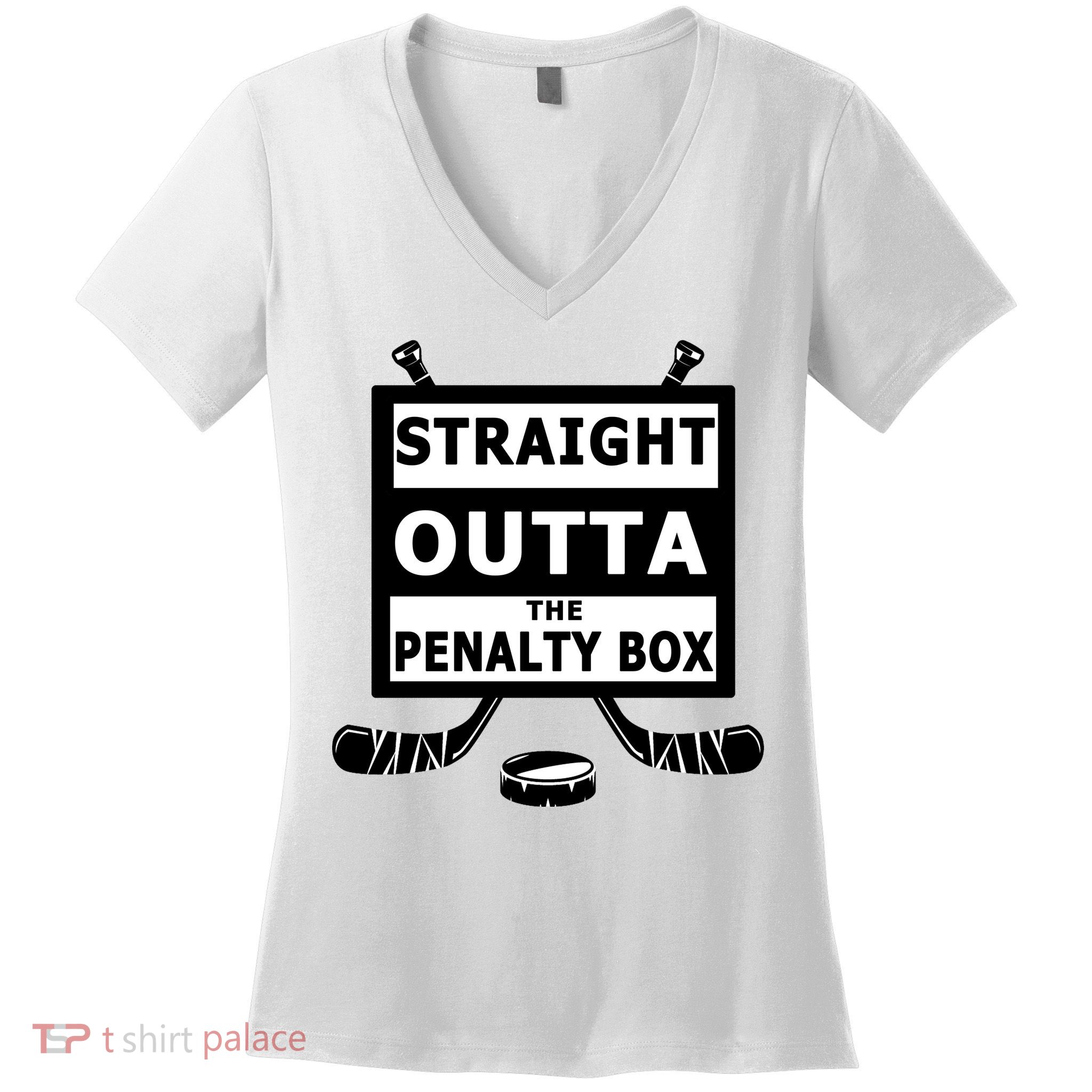 Ice Hockey Player Straight Outta The Penalty Box Women's V-Neck T-Shirt