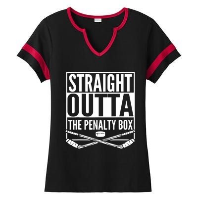 Ice Hockey Player Gift Straight Outta The Penalty Box Ladies Halftime Notch Neck Tee