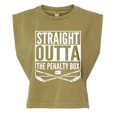 Ice Hockey Player Gift Straight Outta The Penalty Box Garment-Dyed Women's Muscle Tee