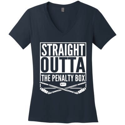 Ice Hockey Player Gift Straight Outta The Penalty Box Women's V-Neck T-Shirt