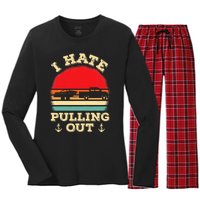 I Hate Pulling Out Retro Boating Boat Captain Women's Long Sleeve Flannel Pajama Set 