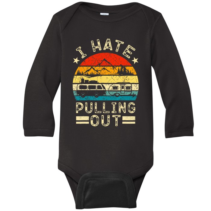 I hate pulling out Retro boating boat captain Baby Long Sleeve Bodysuit