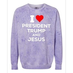 I Heart President Trump And Love Jesus Colorblast Crewneck Sweatshirt