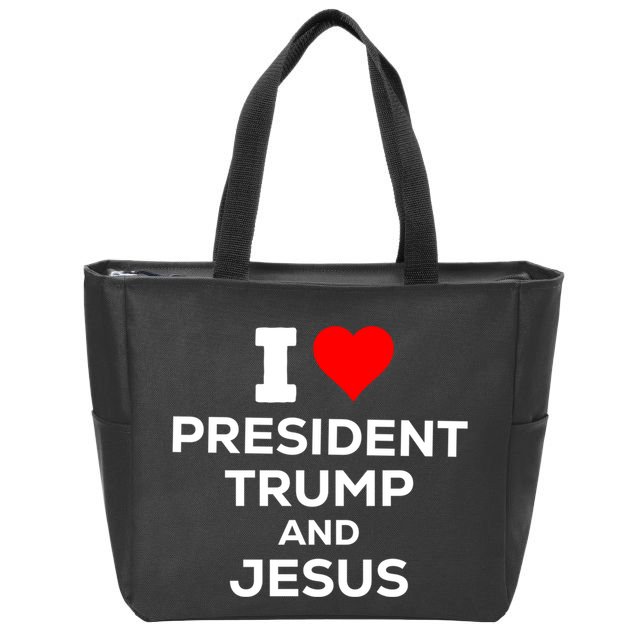 I Heart President Trump And Love Jesus Zip Tote Bag