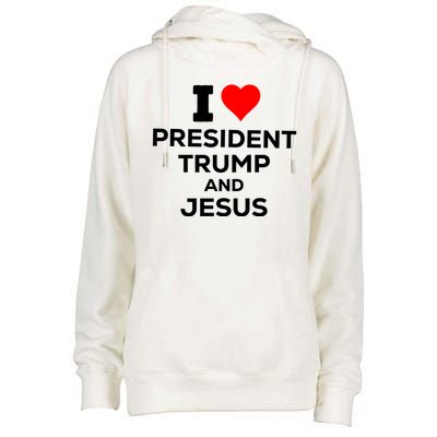 I Heart President Trump And Love Jesus Womens Funnel Neck Pullover Hood