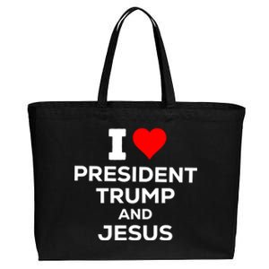 I Heart President Trump And Love Jesus Cotton Canvas Jumbo Tote