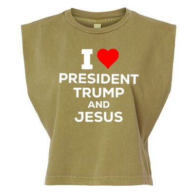 I Heart President Trump And Love Jesus Garment-Dyed Women's Muscle Tee