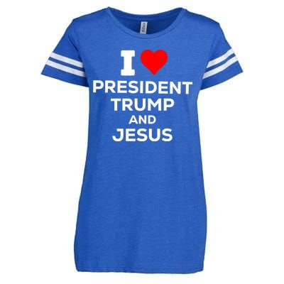 I Heart President Trump And Love Jesus Enza Ladies Jersey Football T-Shirt