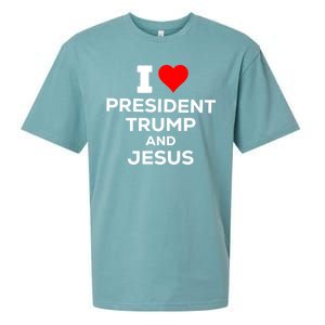 I Heart President Trump And Love Jesus Sueded Cloud Jersey T-Shirt