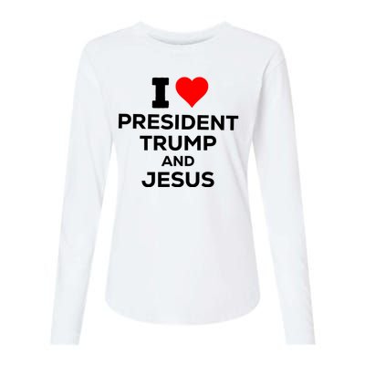 I Heart President Trump And Love Jesus Womens Cotton Relaxed Long Sleeve T-Shirt