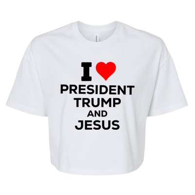 I Heart President Trump And Love Jesus Bella+Canvas Jersey Crop Tee